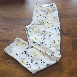 White House Black Market Floral Print Slim Fit Jeans Size 12